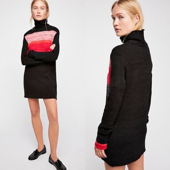 free people winter break color block sweater dress size small - Picture 1 of 10